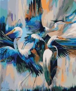 Abstract Cranes Paint By Number