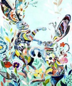 Abstract Flowers Rabbits Paint By Number
