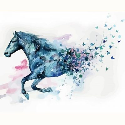 Horse And Butterflies Paint By Numbers