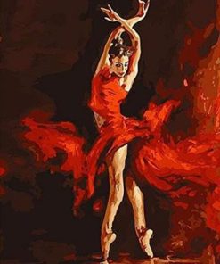 Ballerina In Red Dress Paint By Number