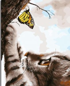 Butterfly And Cat Paint By Number