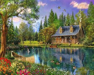 Cabin By The Lake Paint By Number