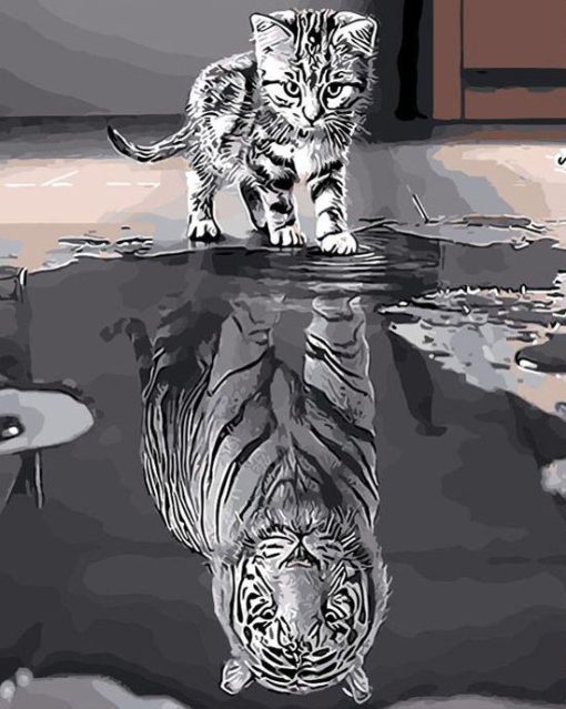 Cat Mirror Tiger Paint By Number