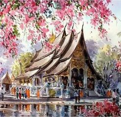 Cherry blossom Temple Paint By Number