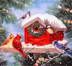 Christmas Bird Feeder Paint By Number