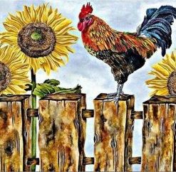Cock With Sunflower Paint By Number