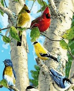 Colorful Cardinals Paint By Number