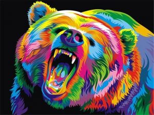 Colorful Growling Bear Paint By Number