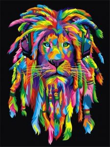 Colorful Rasta Lion Paint By Number