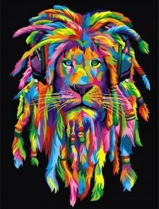 Colorful Rasta Lion Paint By Number