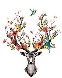 Deer Floral Antlers Paint By Number