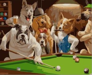 Dogs Playing Pool Paint By Number