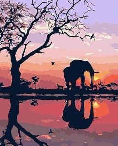 Elephant In The Sunset Paint By Number