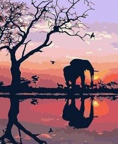 Elephant In The Sunset Paint By Number