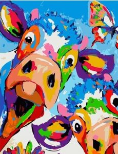 Exotic Colorful Cows Paint By Number