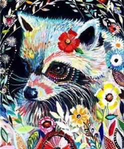 Floral Raccoon Paint By Number