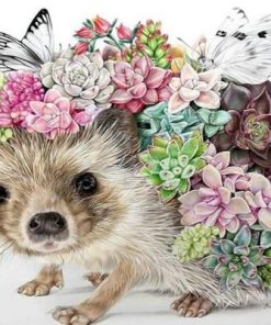 Hedgehog With Flowers Paint By Number