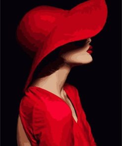 Lady In Red Hat Paint By Number