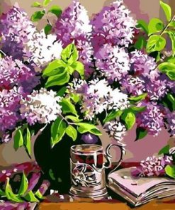 Lavender Flowers In A Vase Paint By Number