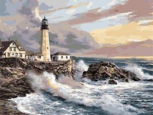 Lighthouse Waves Paint By Number