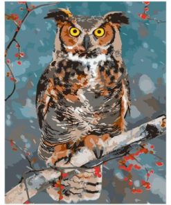 Plum Owl On A Branch Paint By Number
