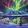 Polar Bears In Northern Lights Paint By Number
