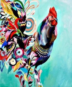 Floral Rooster Paint By Number
