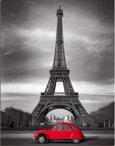 Red Car At Paris Paint By Number