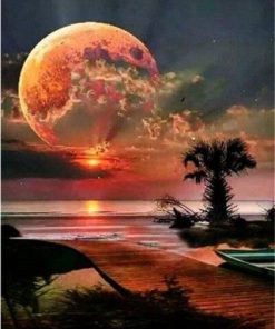 Red Full Moon Night Paint By Number