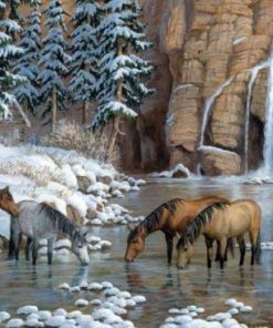 River Herd Of Horses Paint By Number