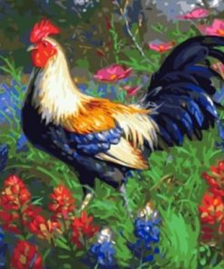 Rooster And Flowers Paint By Number
