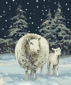 Sheep in Snow paint by numbers
