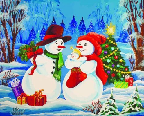 Snowman Family Paint By Number