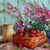 Strawberries And Flowers Basket Paint By Number