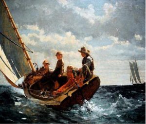 Vintage Boys In Boat Paint By Number