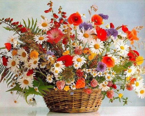 Flowers In Basket Paint By Numbers