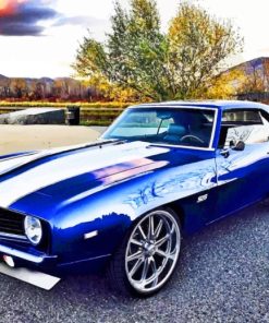 Blue Camaro Car paint by numbers