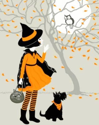 Little Halloween Witch paint by numbers