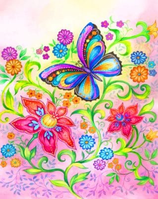 Flowers And Butterflies paint by numbers