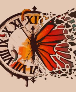 Clock Butterfly paint by numbers