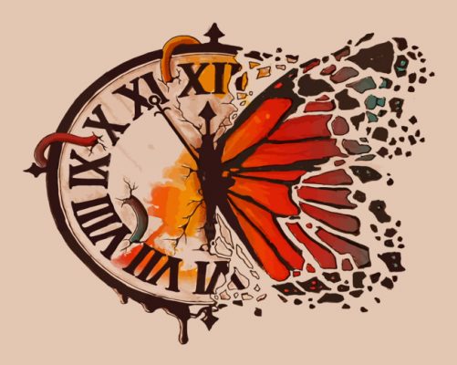 Clock Butterfly paint by numbers