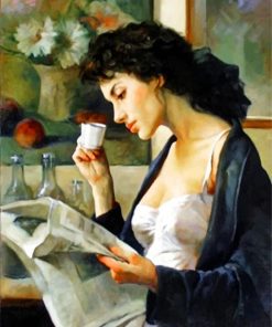Woman Drinking Coffee paint by numbers