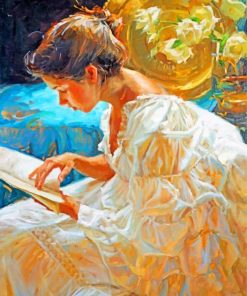 Woman Reading A Book paint by numbers