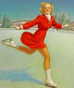 Vintage Ice Skater Girl Paint by numbers