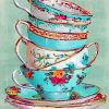 Stacked Up Tea Cups Paint by numbers