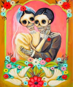 Bride And Groom Skull Paint by numbers