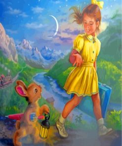 Little Girl And Rabbit Paint by numbers