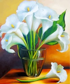 White Lilies In Glass Paint by numbers