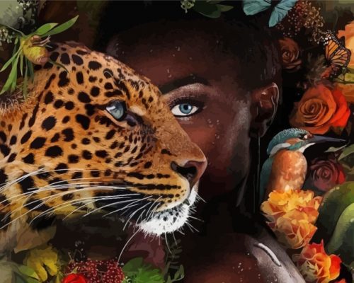 black-african-woman-and-leopard-paint-by-numbers