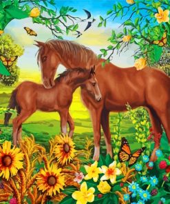 Horse And Foal Paint by numbers